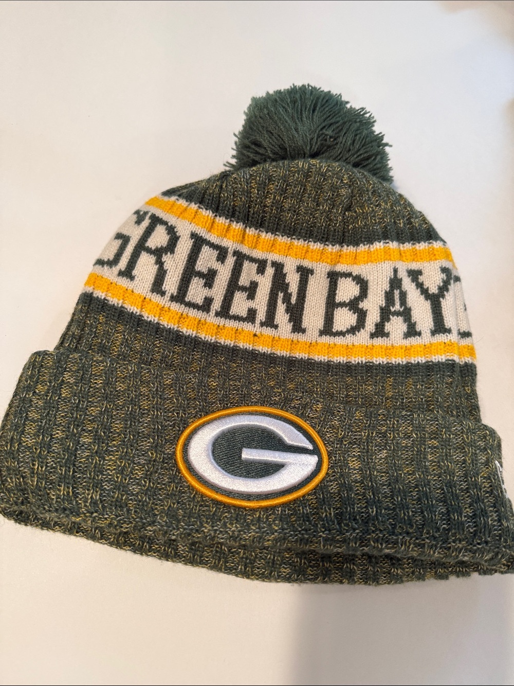 New Era Green Bay Knit Pom Beanie - Green & Gold